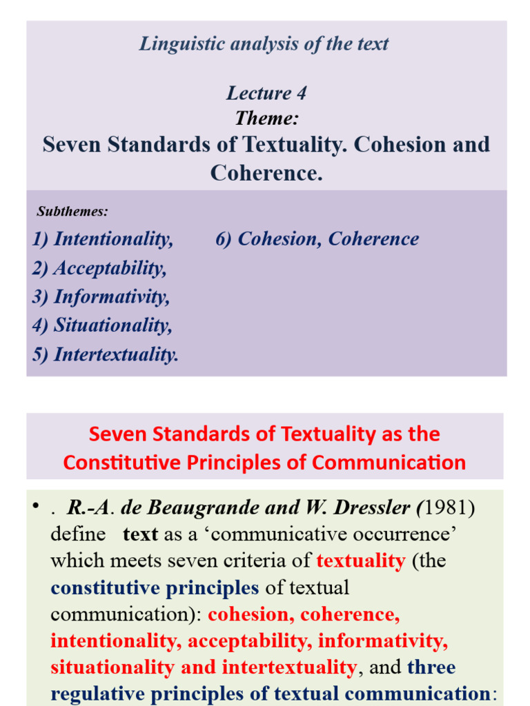 Seven Standards of Textuality Explained | PDF