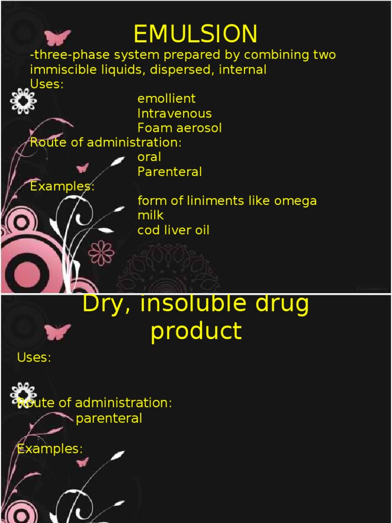 Emulsion and Dry Drug Products Overview | PDF | Career & Growth | Self ...
