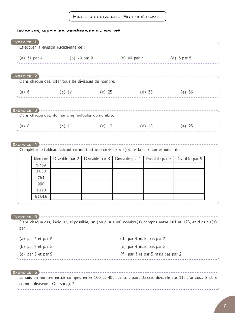 Exercices Arithmetique | PDF