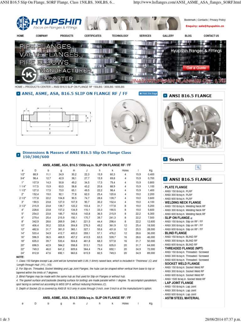 ANSI B16.5 Slip On Flange, SORF Flange, Class 150LBS, 300LBS, 600LBS ...