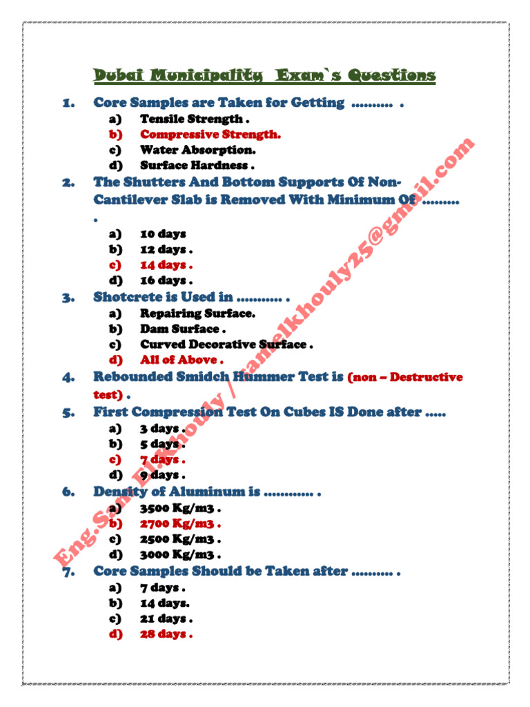 Dubai Municipality's Exam 2021 | PDF