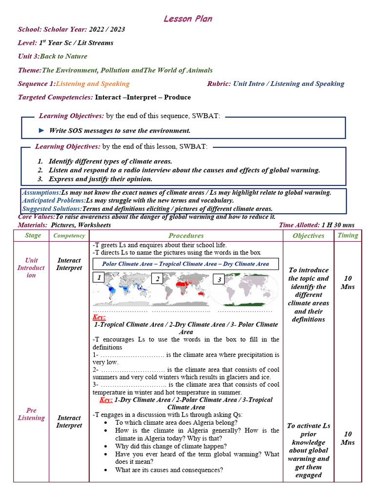 1.unit Intro Listening and Speaking Lesson Plan | PDF