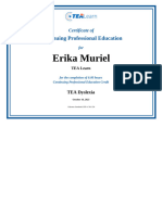 Tea Dyslexia Erika Muriel Certificate