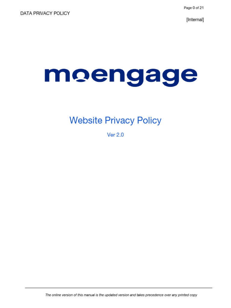MOENGAGE-PIMS-5006 - MoEngage Website Privacy Policy - Ver 2.0 | PDF