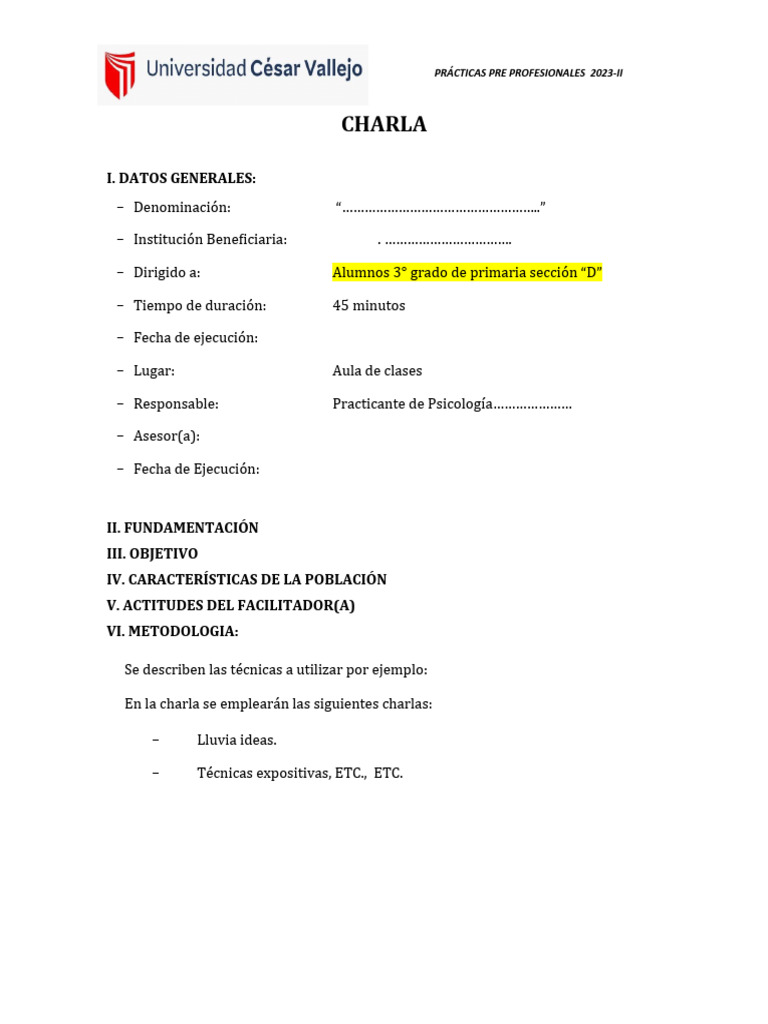 Esquema de Charla | PDF