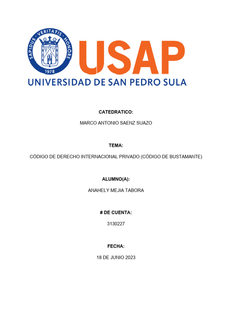 CODIGO BUSTAMENTE Y CODIGO CIVIL DE HONDURAS PDF Nacionalidad
