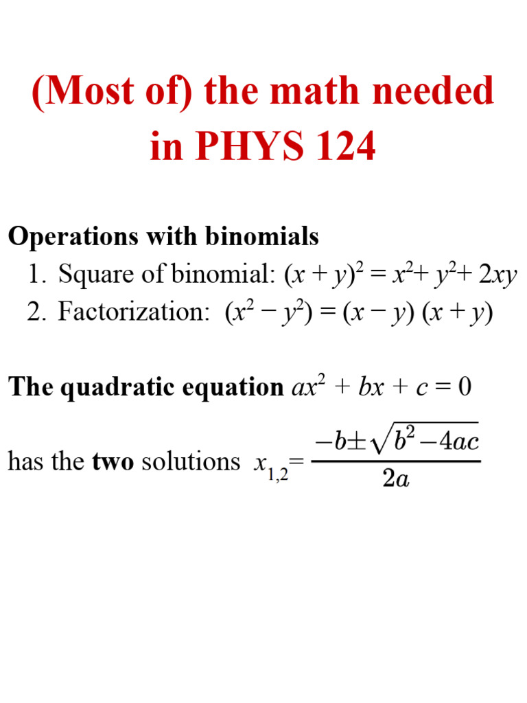 Math equations needed pdf