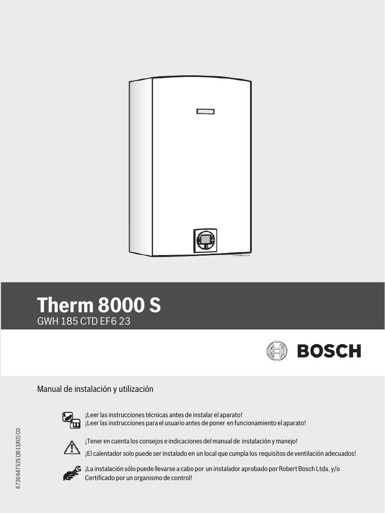 Manual Calentador Bosch Lemont | PDF | Tap (Válvula) | Combustión