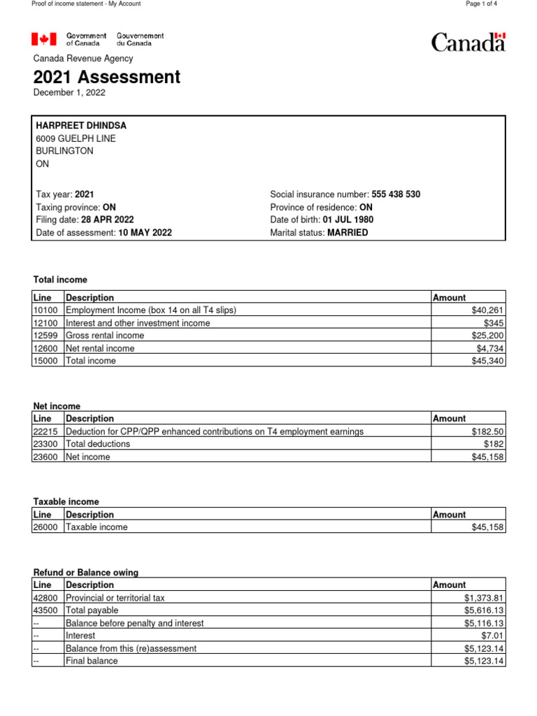 Proof of Income 2021 En | PDF