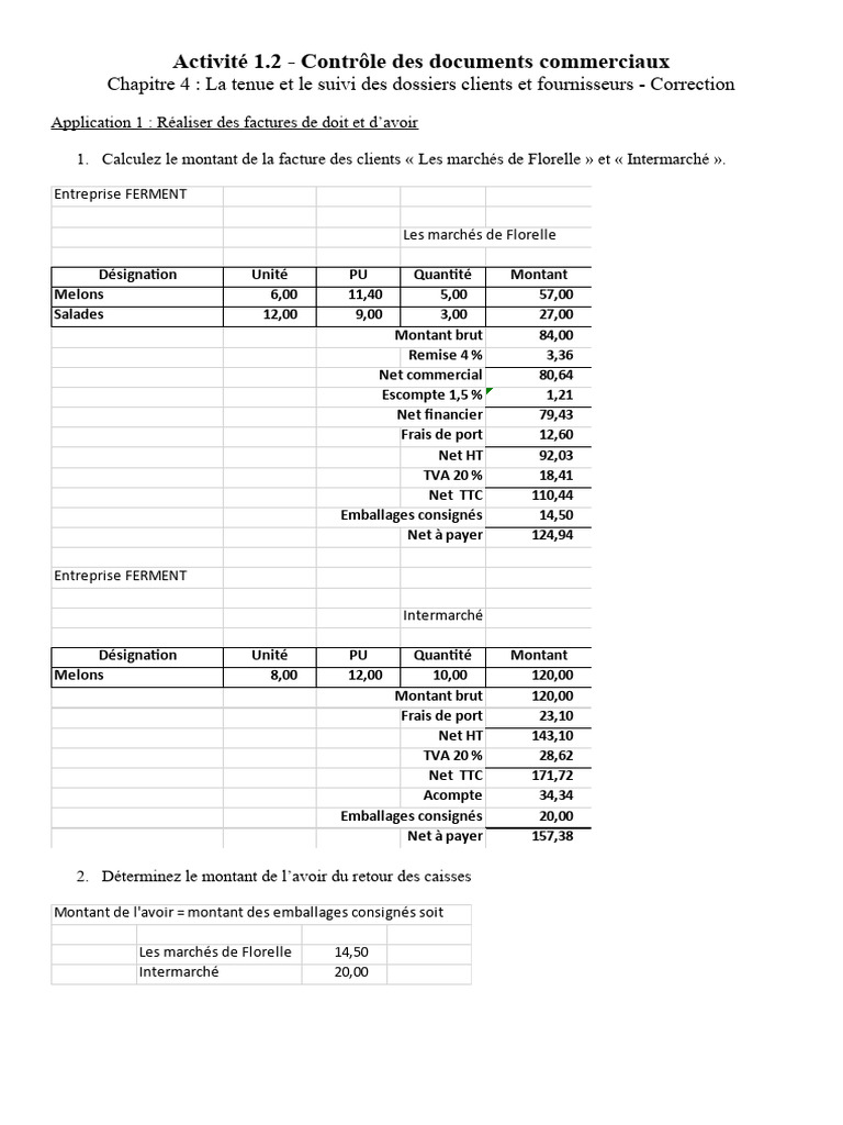 P1 - Chapitre 4 - Dossier Client Et Fournisseur - Correction ...