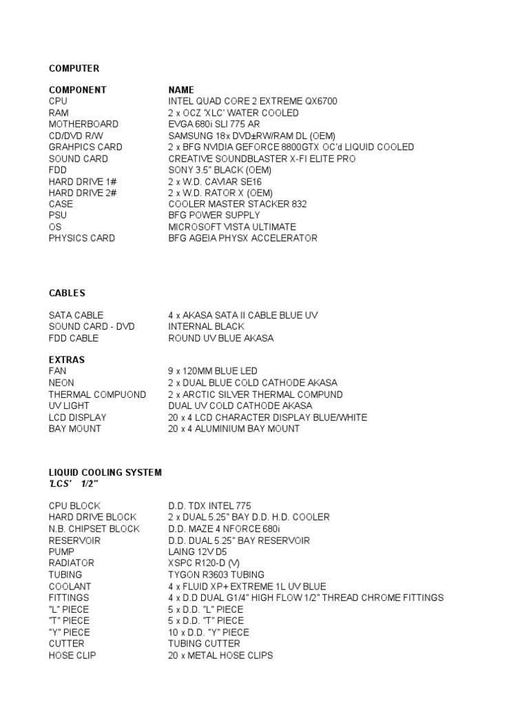 High-End Gaming PC Build Details | PDF | Computer Architecture ...