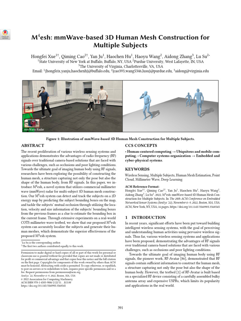 Sensys 22 Mmwave Multi Subject 3d Human Mesh | PDF | Radar | Matrix ...
