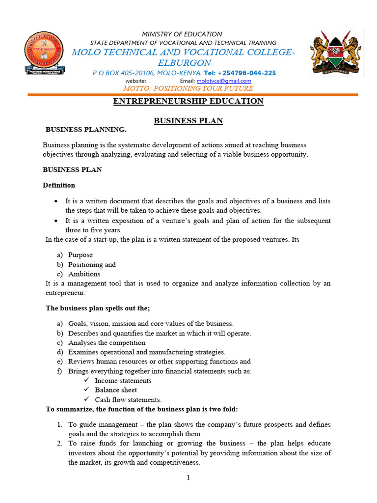 Business PLAN GUIDE PDF