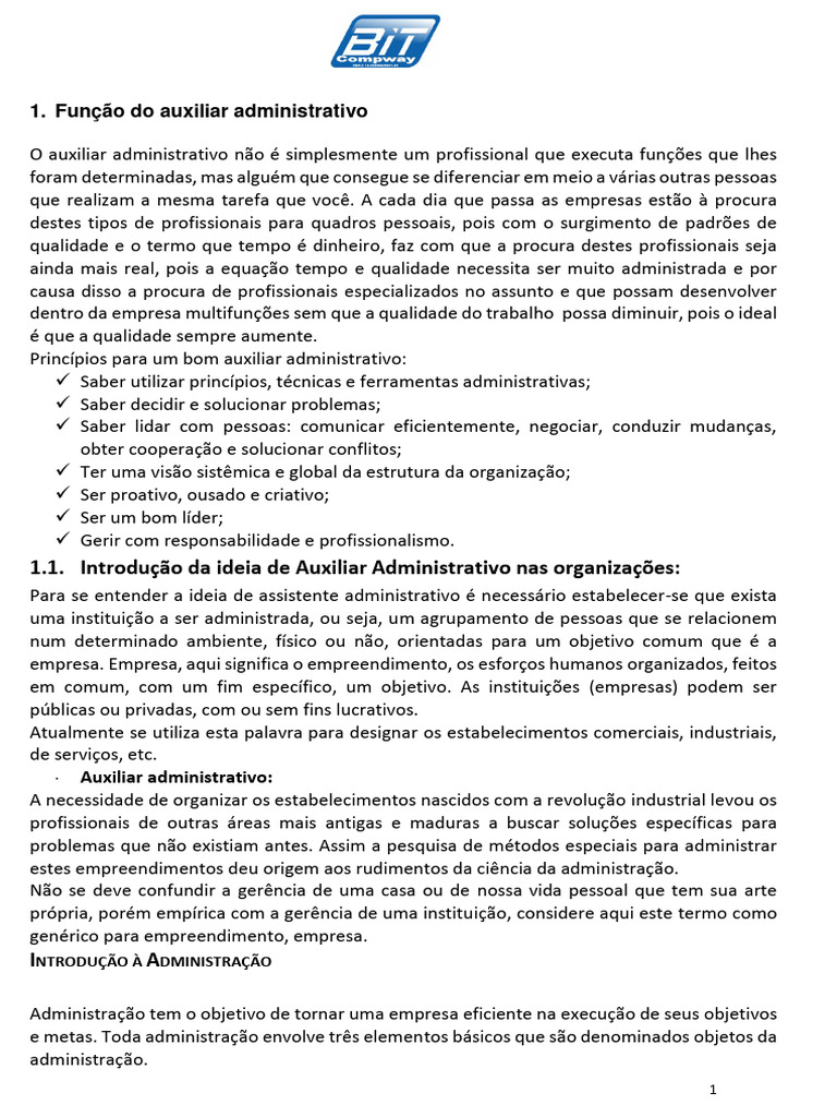 Funções e Ética do Auxiliar Administrativo | PDF