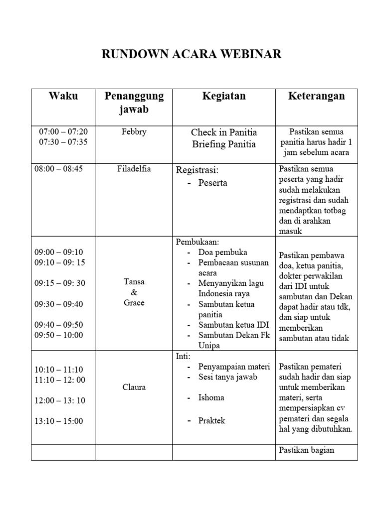 Rundown Acara Webinar Revisi Pdf