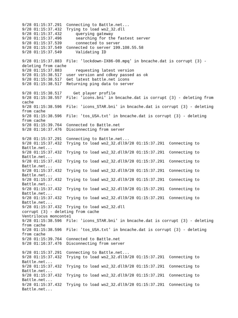 Battle.net Connection Logs | PDF