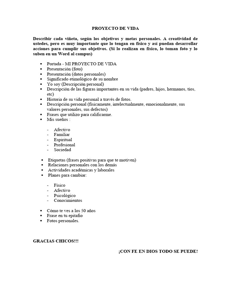 Proyecto de Vida | PDF | Crecimiento personal y profesional