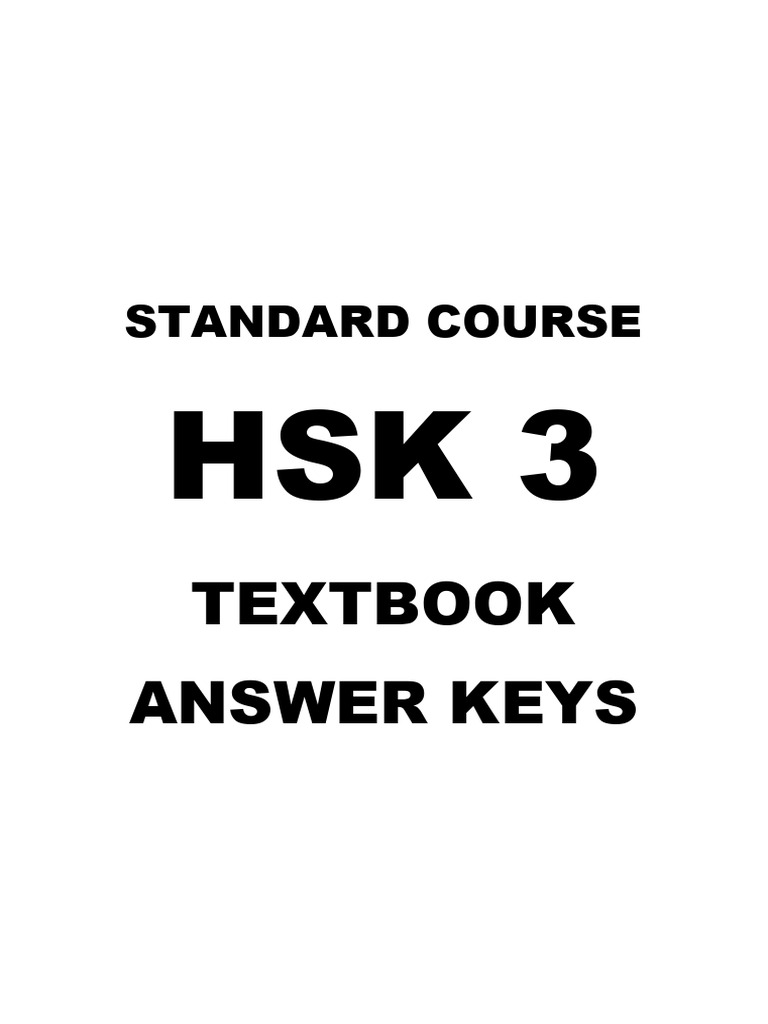 HSK 3 Textbook Answer Keys PDF