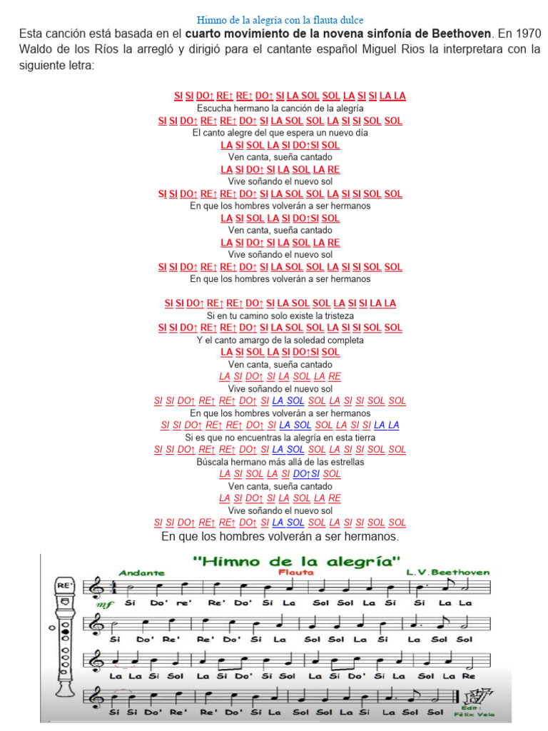 himno a la alegria | PDF | Sinfonía n.º 9 (Beethoven) | Formas musicales