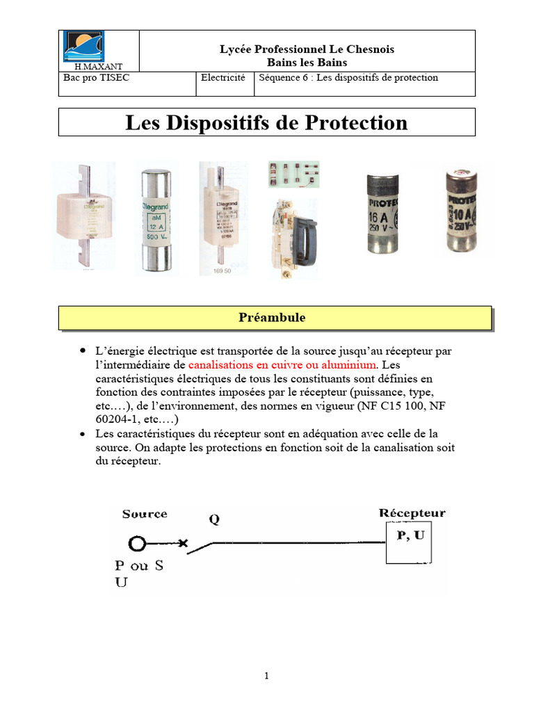 Dispositifs de Protection Électrique | PDF | Fusible (électricité ...