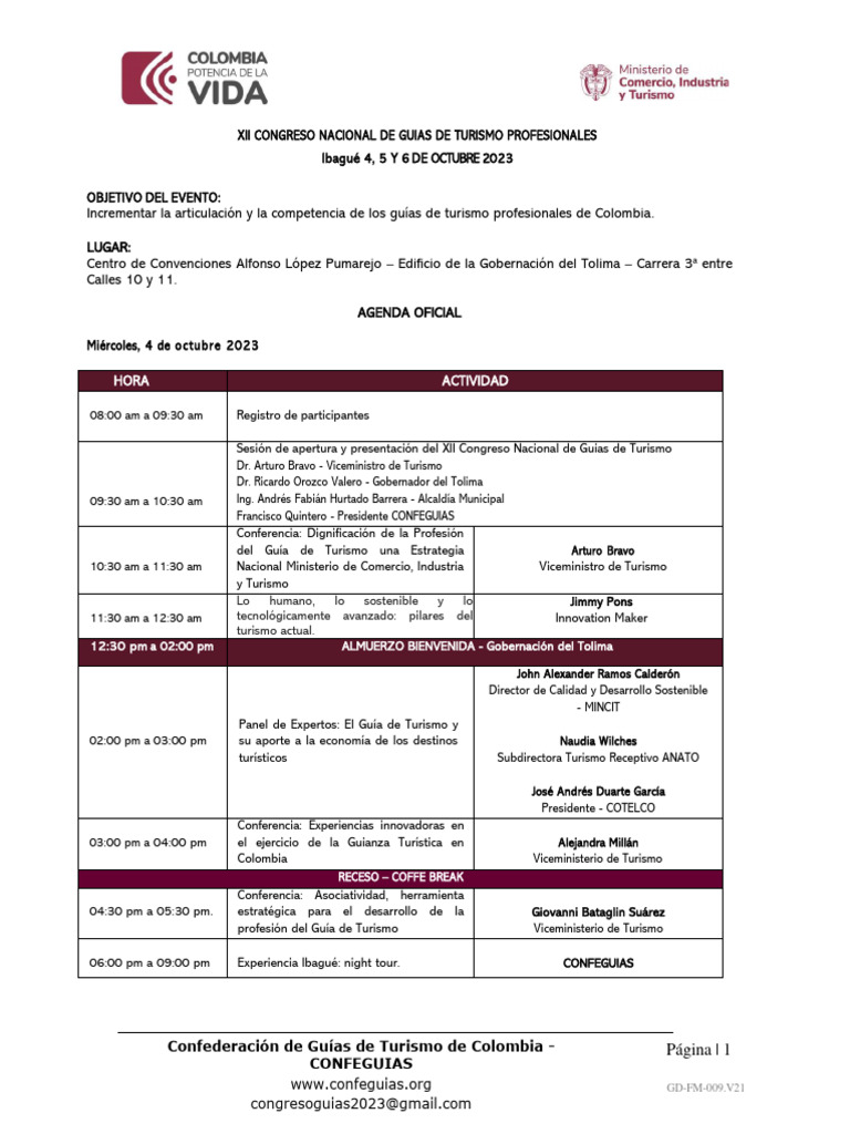 Congreso Nacional de Guías de Turismo 2023 | PDF | Industrias de ...