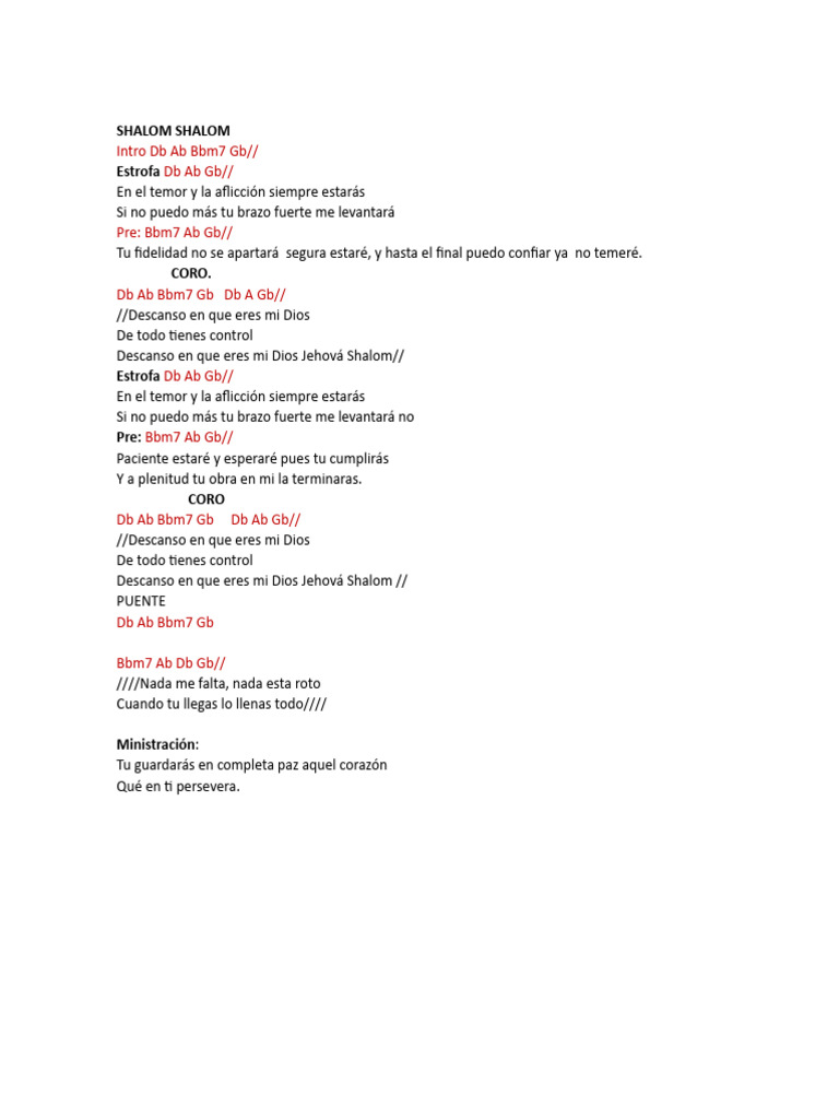 Shalom Shalom Letra | PDF