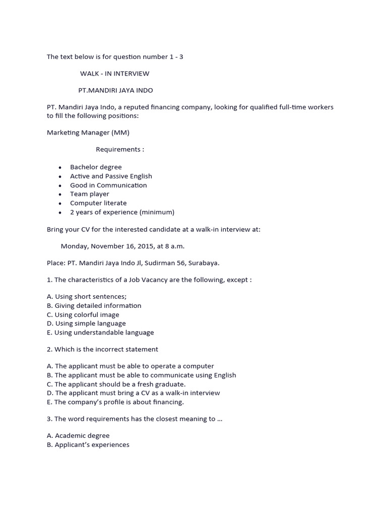 Soal Job Application Letter | PDF | Social Media | Popular Culture & Media  Studies