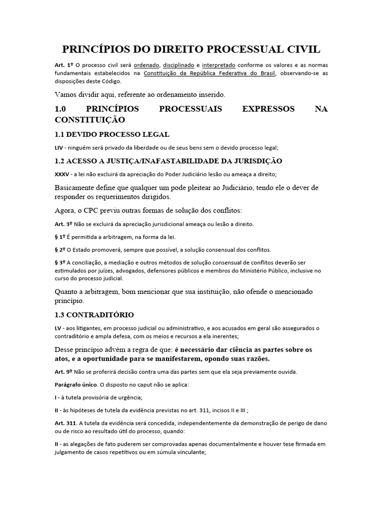 Princípios do Direito Processual Civil | PDF