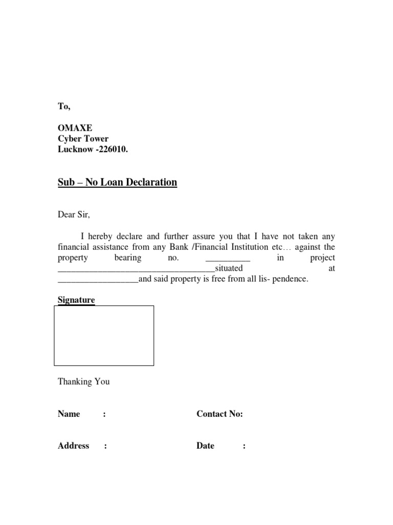 No Loan Declaration | PDF | Finance & Money Management | Law