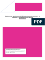 Destino de Las Exportaciones de México Con La Apertura Comercial y La Utilidad de La Mercadotecnia Internacional