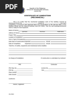 Certificate of Completion For Mechanical