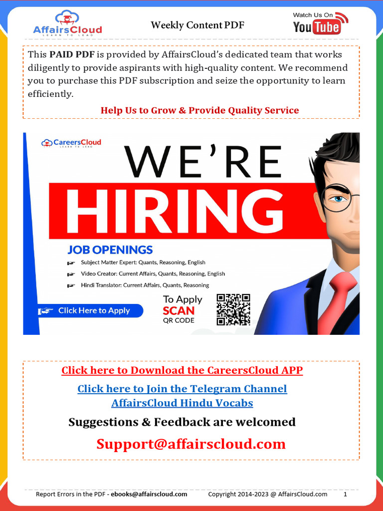 Current Affairs Weekly Content PDF June 2023 4th Week by AffairsCloud ...