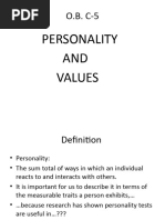 O.B. C-5 Personality and Values