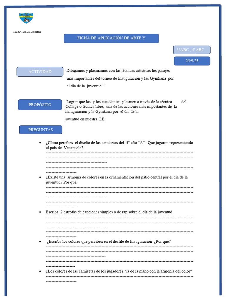 Ficha de La Semana de La Juventud 2023 | PDF