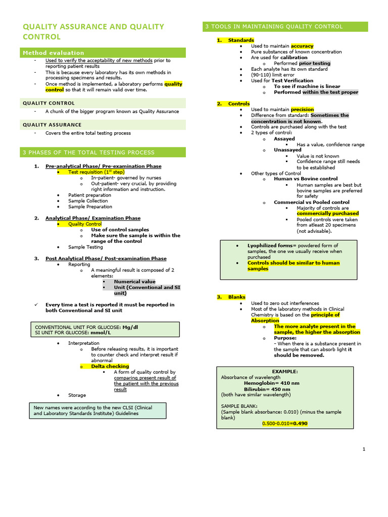 1 - Quality Control and Assurance Lec | PDF