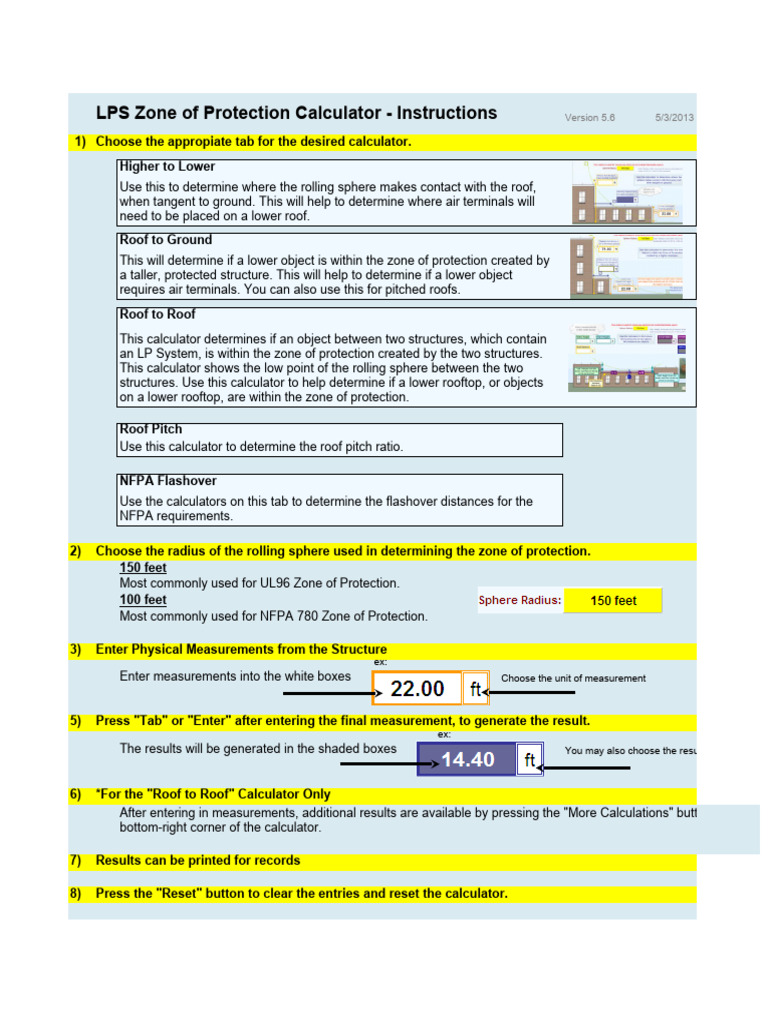 Lps zone of protection calculator instructions ex choose the unit