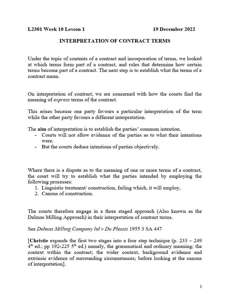 Contract Term Interpretation Guide | PDF | Statutory Interpretation ...