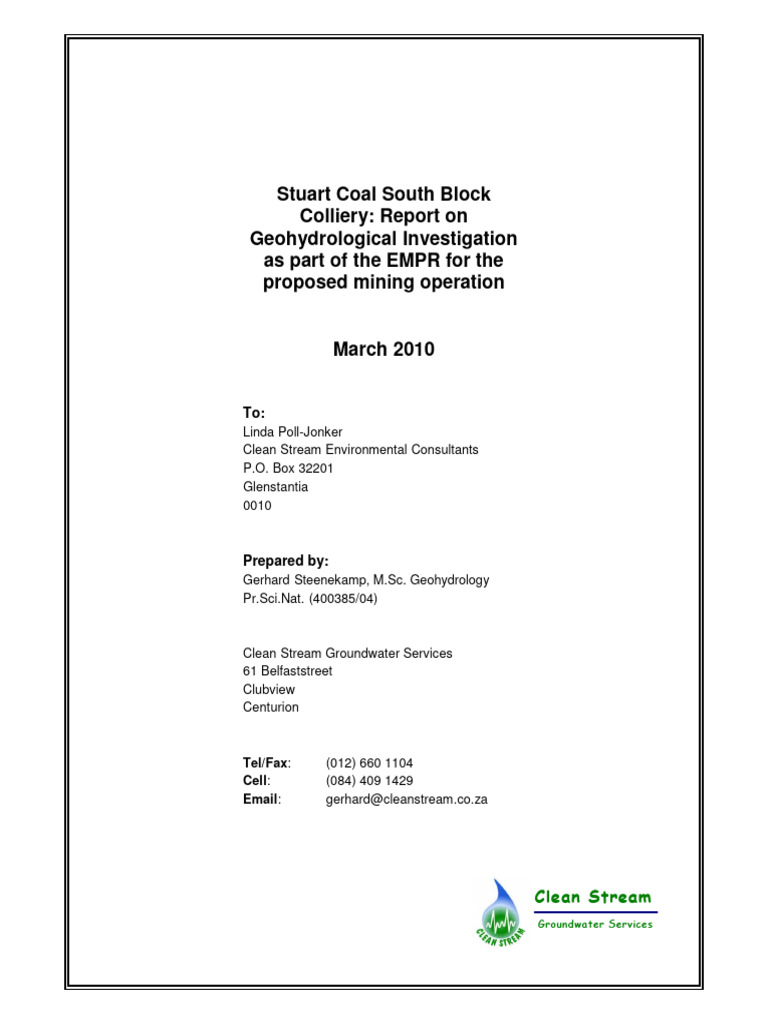 Hydrogeological Report Pdf Aquifer Groundwater
