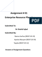 Assignment # 01 Enterprise Resource Planning: Submitted To: Sir Shahid Iqbal Submitted by