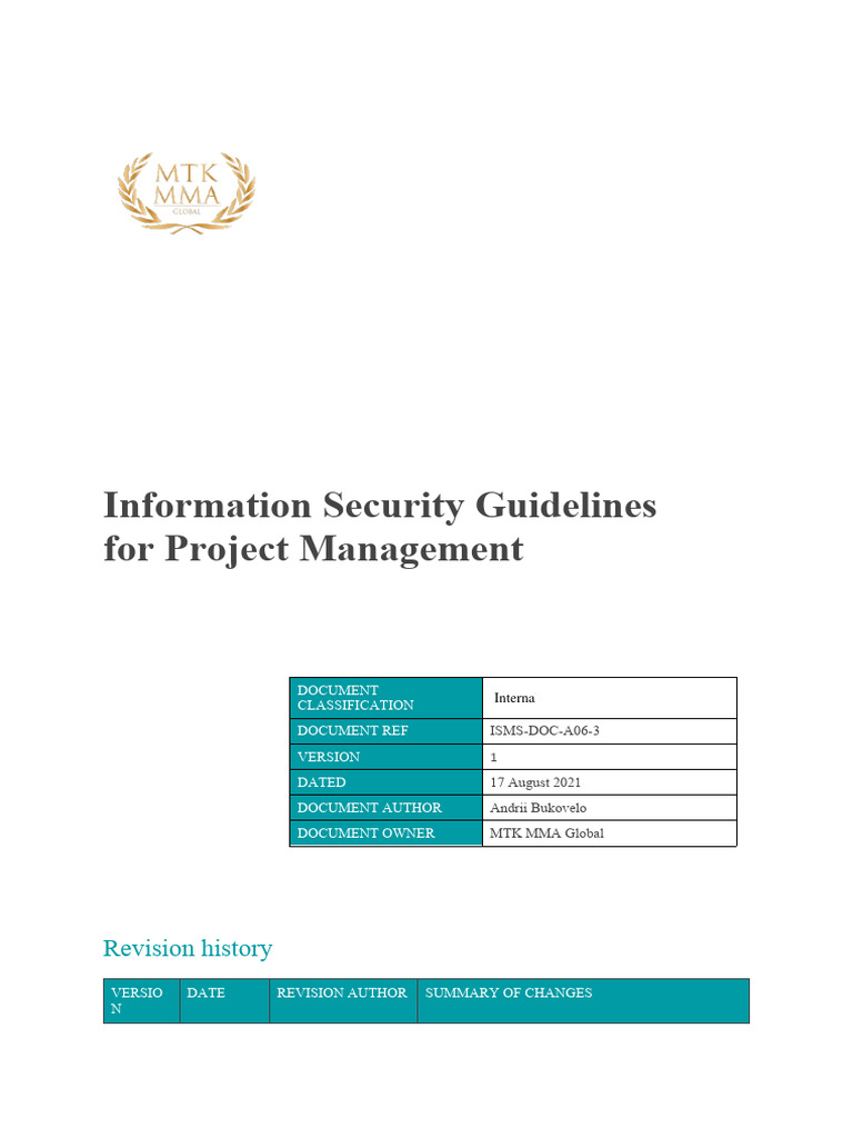 ISMSDOCA063 Information Security Guidelines For Project Management PDF