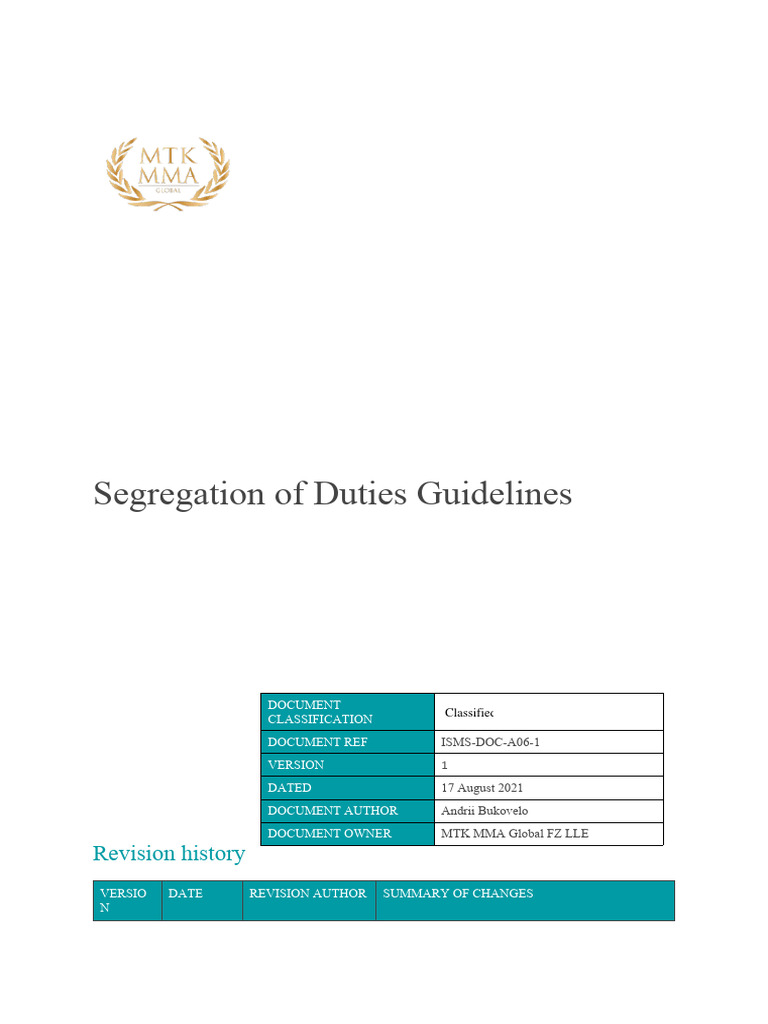 ISO 27001 Segregation of Duties Guide | PDF | Business