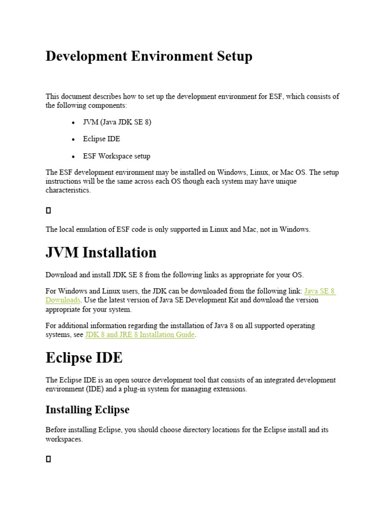 Development Environment Setup | PDF | Eclipse (Software) | Integrated ...