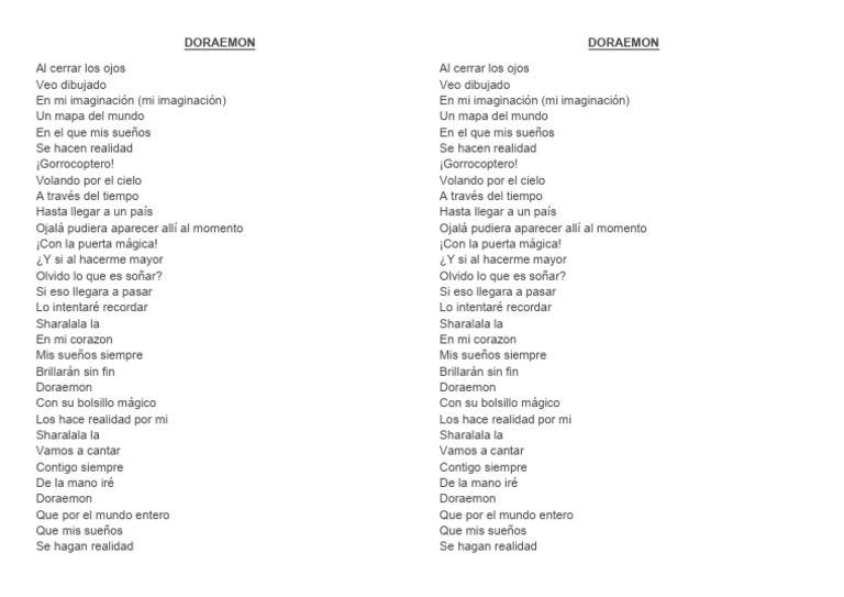 Doraemon Letra | PDF