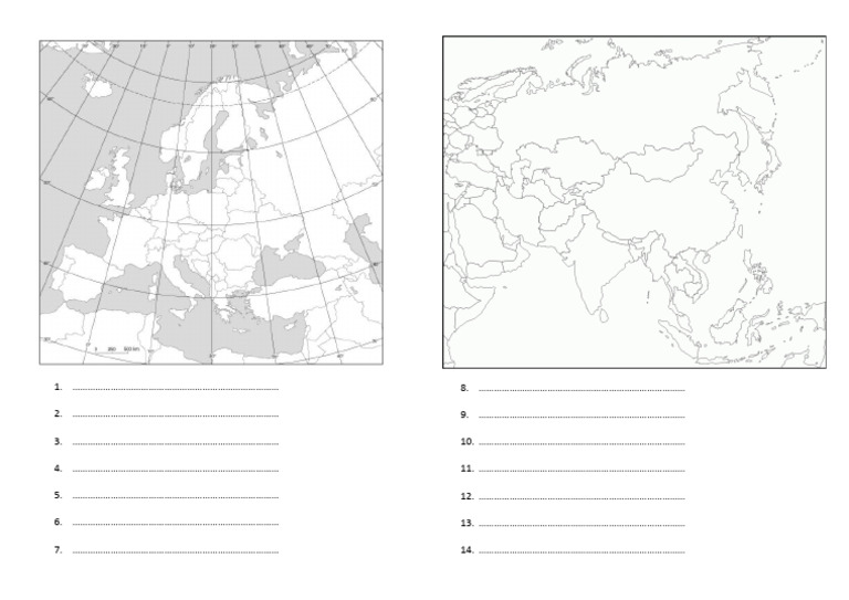 Geografia Sprawdzian Azja Puls Ziemi 2 Europa Europa Azja Mapa Polityczna 2 | PDF