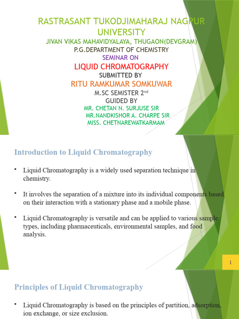 Liquid Chromatography (1) RITU 1 PDF Chromatography Analytical