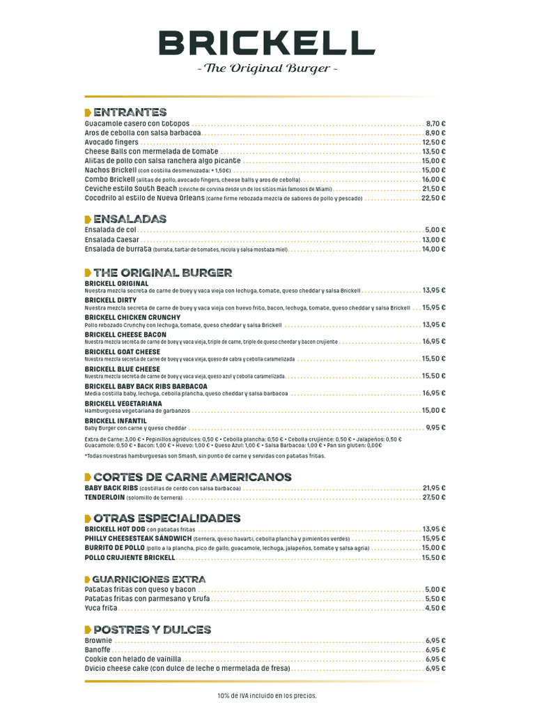 Carta_Brickell | PDF | Carne | Preparación de comida y bebida