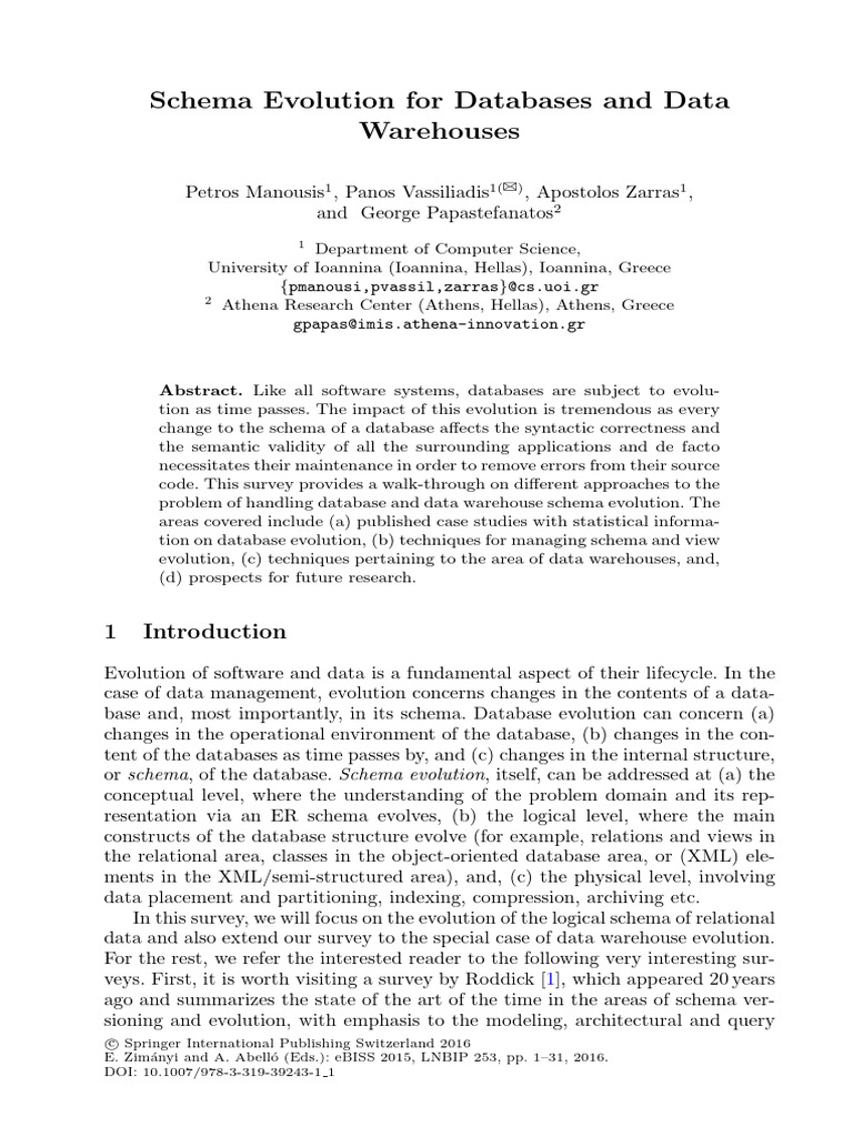 Database Schema Evolution Survey | PDF