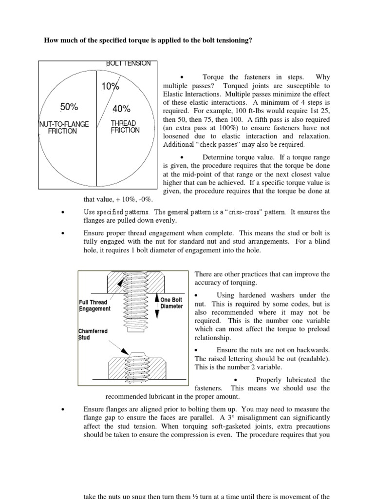 Bolt Torque Tensioning Guidelines | PDF