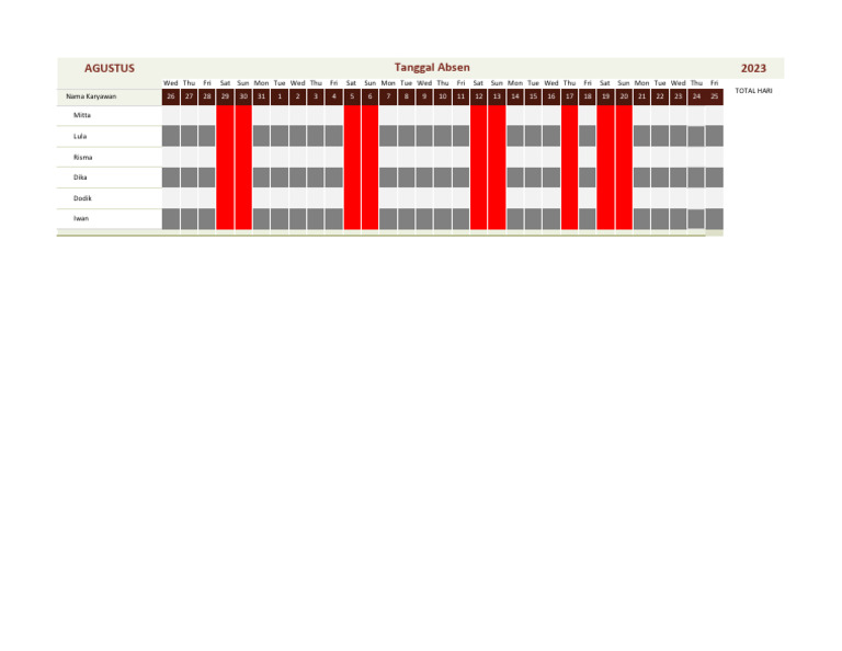 Template Absensi Karyawan PDF