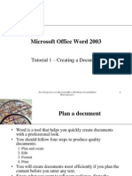 Microsoft Office Word 2003: Tutorial 1 - Creating A Document